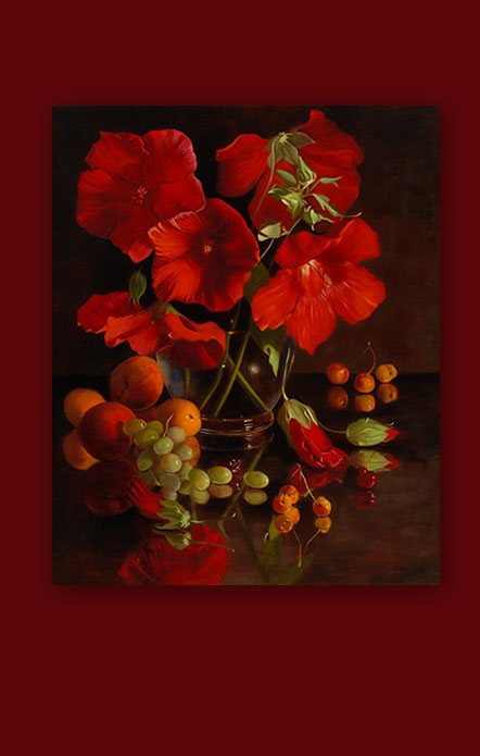 Paintings of Hibiscus and Silk, 2007, 20&rdquo; x 24&rdquo;, oil on linen