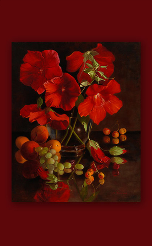 Paintings of Hibiscus and Silk, 2007, 20&rdquo; x 24&rdquo;, oil on linen